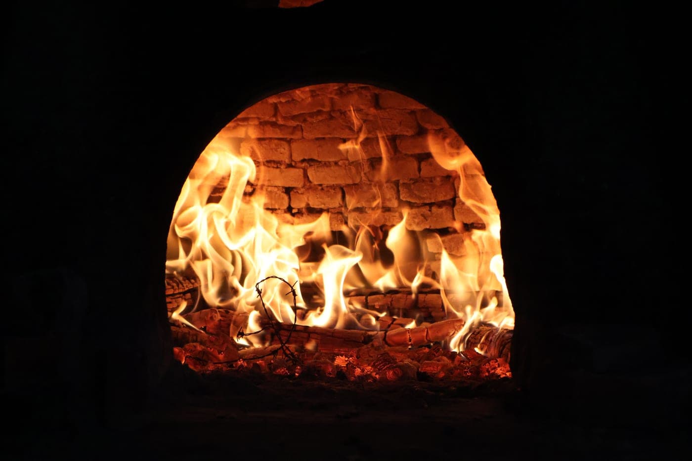 The open door of a hot domestic oven